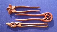 peach wood hair forks