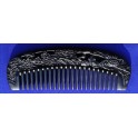 Carved Black Chakate comb, blossoms