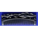 Carved Black Chakate comb, lotus