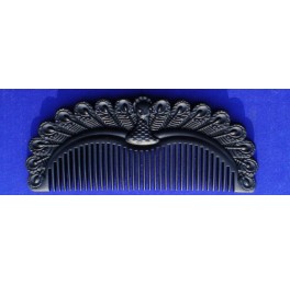 Carved Black Chakate comb, peacock