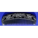Carved Black Chakate comb, peony