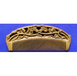 Carved Vera wood comb, Flowers