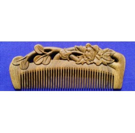 Carved Vera wood comb, Blossom twig