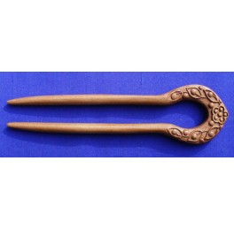 peachwood hair fork, leaf circle