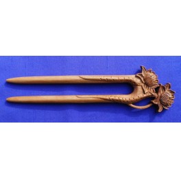 peachwood hair fork, paeony