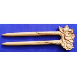 Haarforke aus Buchenholz, Lotus