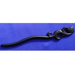 Ebony wood hairpin, fox