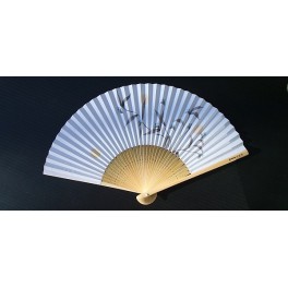 Fan with hand painted paper, flower