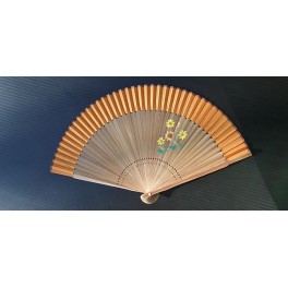 Brown fan, with drawn flower