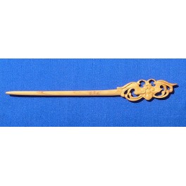 carved boxwood hairpin, butterfly