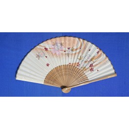 brown fan with flower pattern