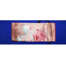 silk bag with flower pattern, medium, rose silk bag with flower pattern, medium, rose