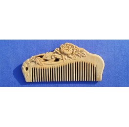 Carved Vera wood comb, peony