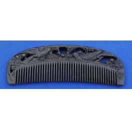 Carved Black Chakate comb, birds