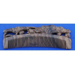 Carved Black Chakate comb, lotus Carved Black Chakate comb, lotus