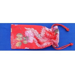 silk bag with flower pattern, red, small