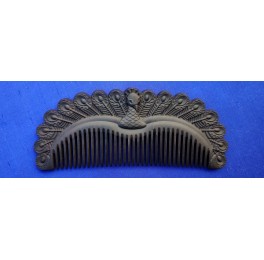 Carved Black Chakate comb, peacock