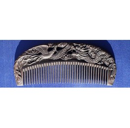 Carved Black Chakate comb, dragon and phoenix