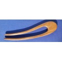 Curved peachwood hair fork, long