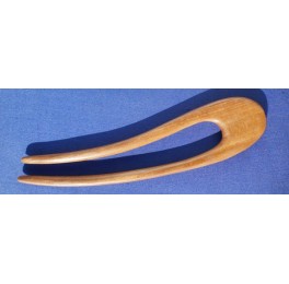 Curved peachwood hair fork, long