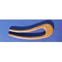 Curved peachwood hair fork, short