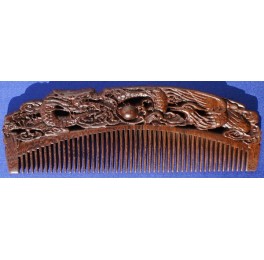 Carved Panga Panga comb, dragon and phoenix